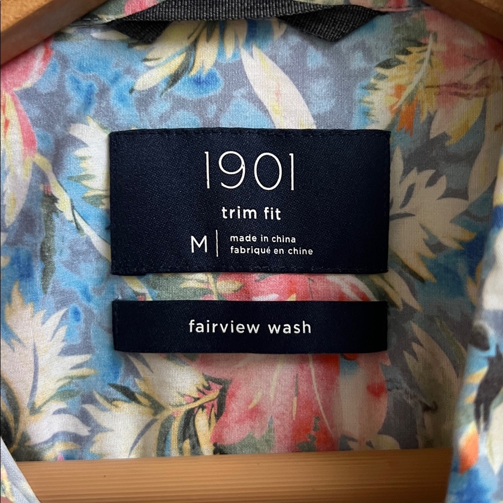 1901 Nordstrom Men's Tropical Floral Shirt - Blue and Pink Medium - Picture 5 of 8
